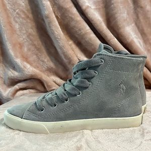 Polo Ralph Lauren High grey suede Sneaker Shoes boys Size 3.5 US